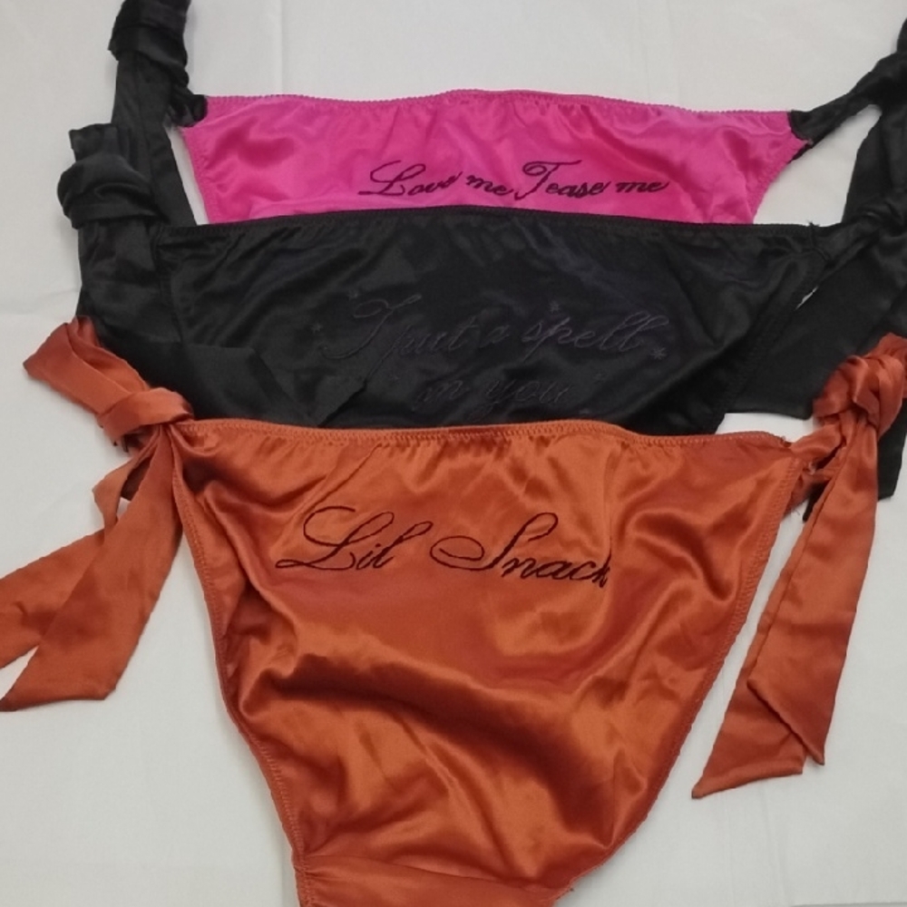 Victoria's Secret Tease Cheeky Panty Bundle Pink, Black, and Orange Panties Set